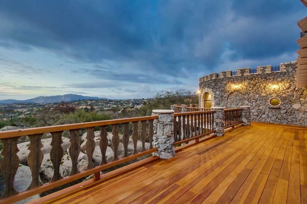 The castle deck overlooking the valley in Alpine, California